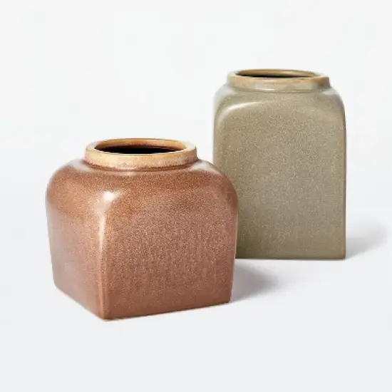 Modern Brown Ceramic Vase - Threshold&trade; designed with Studio McGee image {3}