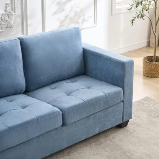 3 Seat Sofa Couch, 89'' Chenille Fabric Upholstered Sofa with Wide Armrest and Removable Headrest, Comfy Couches with Side Storage Pockets image {7}