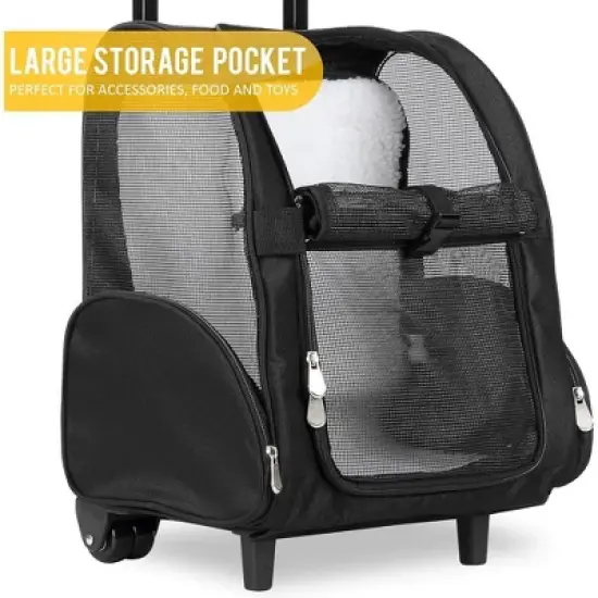 KOPEKS Pet Carrier Backpack with Wheels &ndash; Black, Large, Travel-Friendly, Comfortable, Durable for Dogs & Cats image {3}