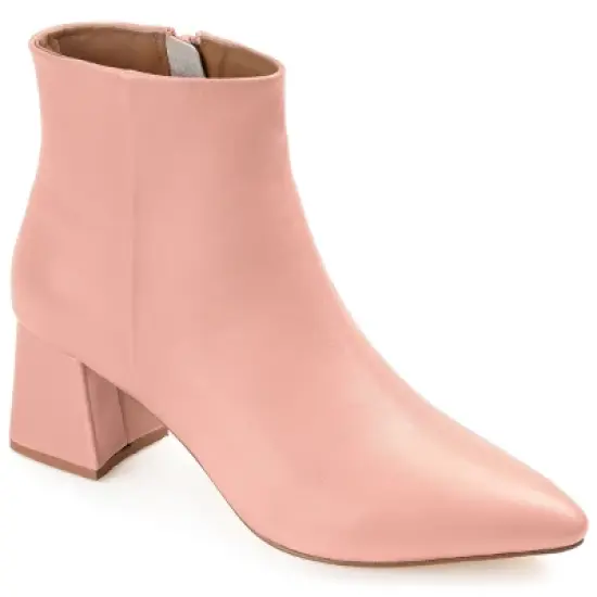 Journee Signature Womens Genuine Leather Tabbie Almond Toe Block Heel Ankle Booties image {10}