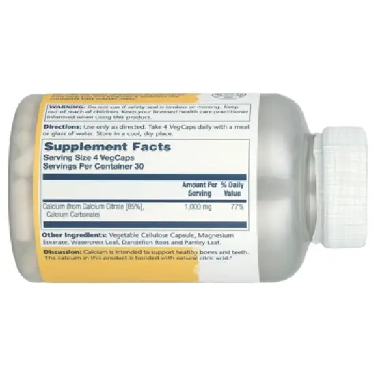 Solaray Calcium Citrate, 120 VegCaps (250 mg per Capsule) image {1}