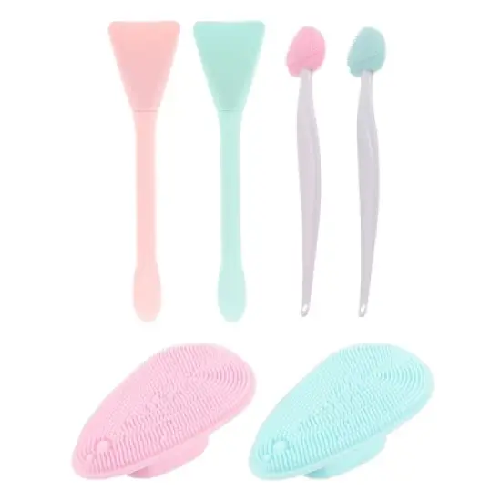 Unique Bargains Soft Plastic Silicone Cleansing Mask Brush Pink Blue 6Pcs image {6}