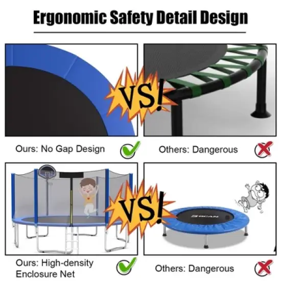Costway 12/14/15ft Trampoline w/ Safety Enclosure Net Ladder Basketball Hoop image {8}