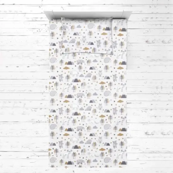 Bacati - Woodlands Gray Beige Neutral Cotton 3 pc Toddler Sheet Set image {3}