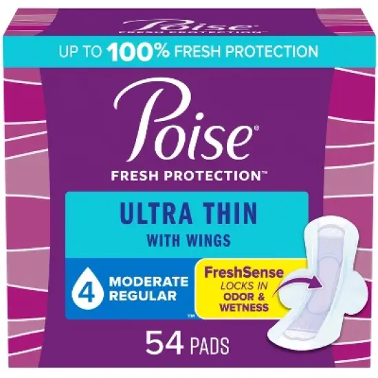 Poise Ultra Thin Pads with Wings - Moderate Absorbency image {8}