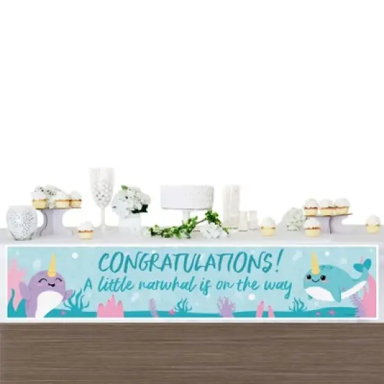 Big Dot of Happiness Narwhal Girl - Under The Sea Baby Shower or Birthday Party Decorations Party Banner image {2}