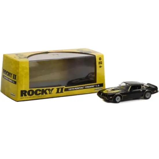 1979 Pontiac Firebird T/A Trans Am Black with Hood Phoenix "Rocky II (1979) Movie" 1/43 Diecast Model Car by Greenlight image {2}