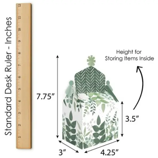 Big Dot of Happiness Boho Botanical - Treat Box Party Favors - Greenery Party Goodie Gable Boxes - Set of 12 image {5}