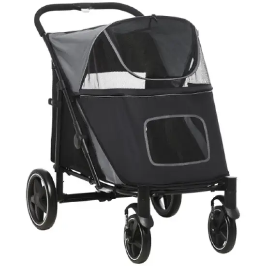 Gulches Pet Strollers: Gray One-Click Foldable Stroller for Medium to Large Dogs image {7}
