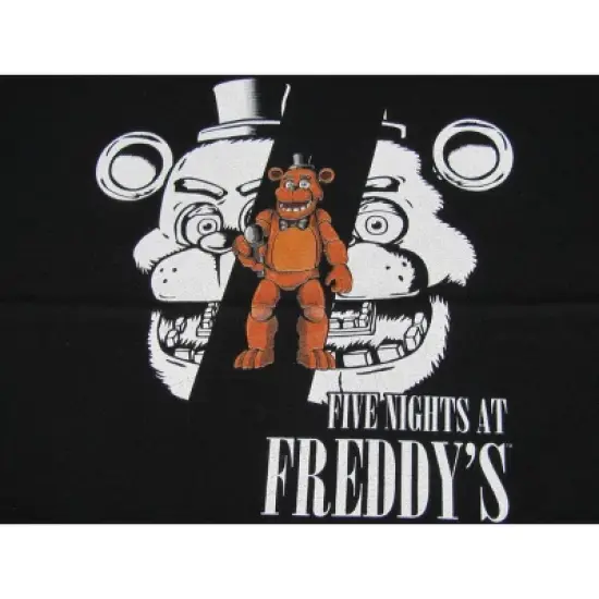 Five Nights At Freddy's Split Freddy Face Boy's Black T-shirt image {1}