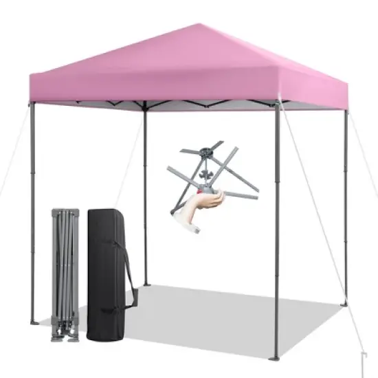 Tangkula 6.6x6.6 FT Folding Pop-up Canopy w/ 6.2-8 Height Adjustment Outdoor Pink image {10}