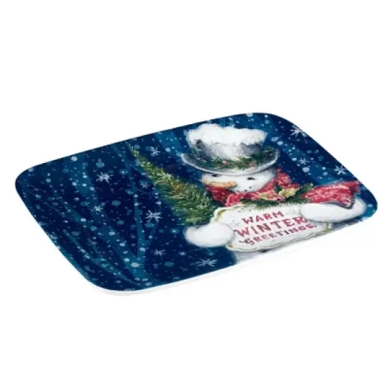 Certified International Snowman Greetings Rectangular Serving Platter image {1}