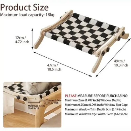 Cat Window Perch, Cat Window Hammock, Providing All-Around Sunbath Space Saving, Easy to Adjust Cat Bed for Windowsill, Bedside image {5}