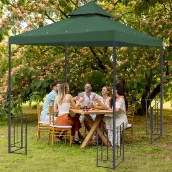 Yescom 8x8Ft 2-Tier Gazebo Top Replacement UV30+ for 2 Tier Outdoor Patio Canopy Cover Party Backyard Garden Green image {8}