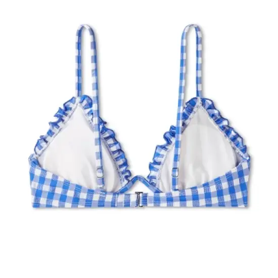 Women's Ruffle Trim Textured Underwire Bikini Top - Wild Fable&trade; Cobalt Blue Gingham Print image {6}