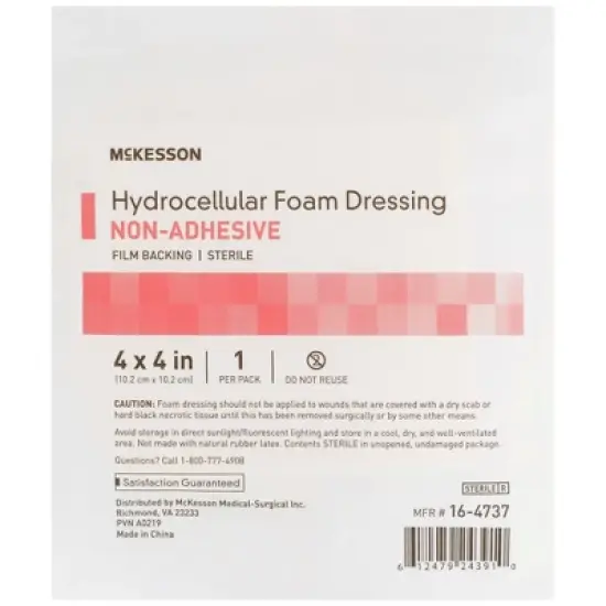 McKesson Foam Dressing, Film Backing, 4 x 4 in image {2}
