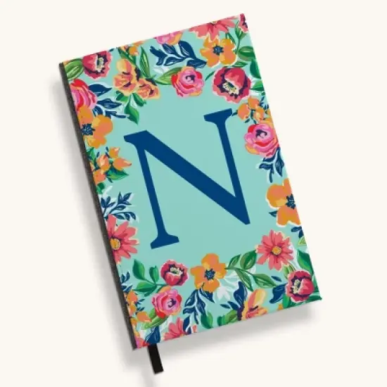 Personalization Mall Flowery Initial Journal, Blue Aqua image {18}