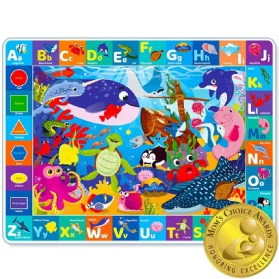 QUOKKA Baby Play Mat for Floor - Ocean ABC Rug for Kids Toddlers Infants - Extra Thick Large Padded Non-Slip Nursery Rug for Crawling and Playing image {8}