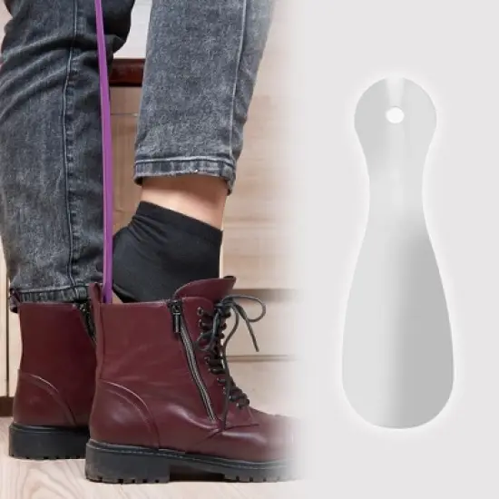 Unique Bargains Straight Shoe Horn 7.36"x2.01" Silver Tone 1 Pc image {1}