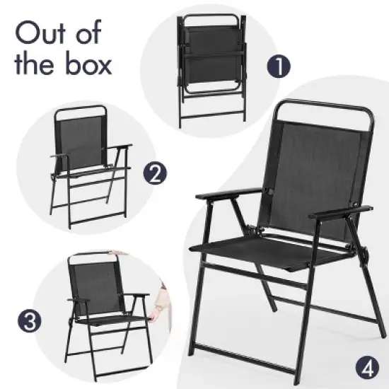 Yaheetech Set of 2 Outdoor Foldable Dining Chairs with Backrest and Armrests image {5}