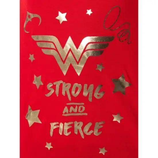 DC Comics Girls' Wonder Woman Strong and Fierce Shirt and Shorts Pajama Set Strong and Fierce image {3}