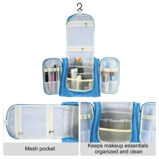 Unique Bargains Travel Makeup Bag Travel Toiletry Organizer Makeup Brush Holder Waterproof Oxford Cloth 1 Pcs image {2}