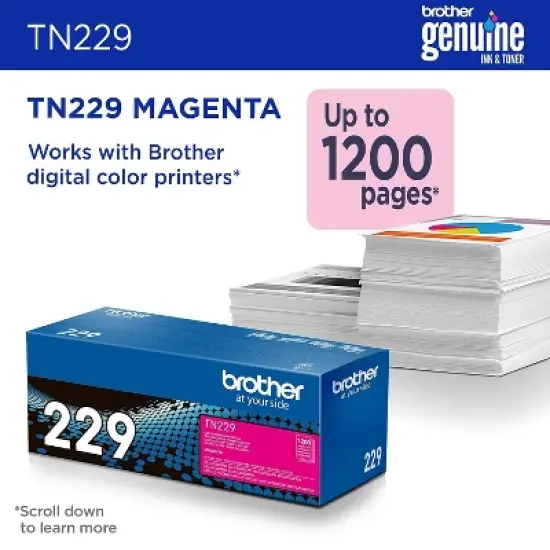 Brother TN229 Magenta Standard Yield Toner Cartridge (TN229M) print up to 1200 pages image {3}