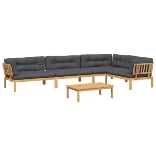 vidaXL Pallet Sofa Set Anthracite Solid Acacia wood, Polyester Large image {12}