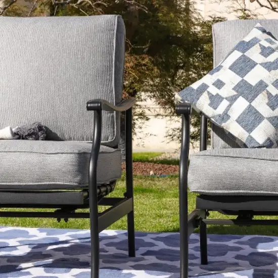 2pc Steel Outdoor Patio Accent Chairs - Lokatse
 image {6}