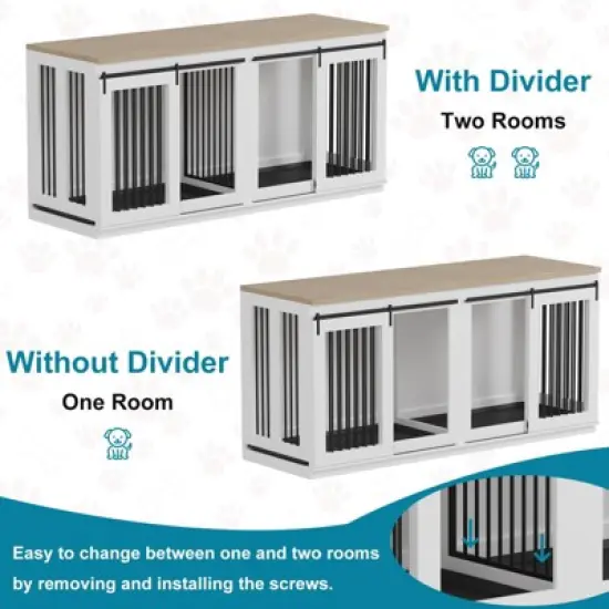 Large Dog Crate Furniture for Large Breed, Heavy Duty Dog Kennel with Divider,All Steel Frame Crate image {3}