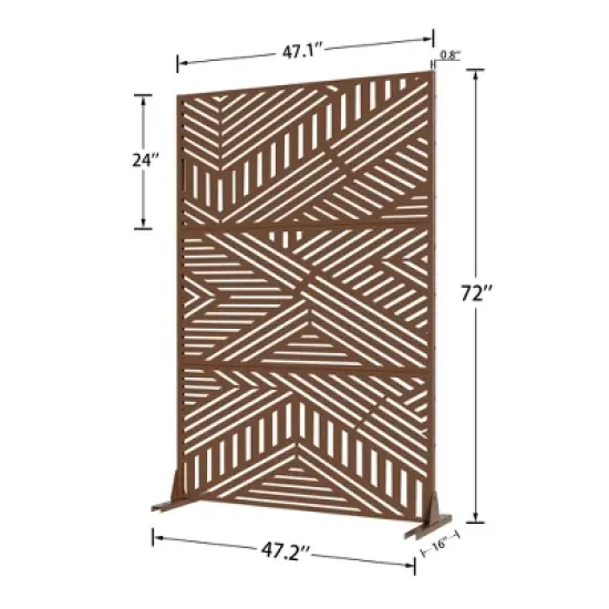 Lirago Modern Metal Outdoor Decorative Screen Patio Partition Freestanding Privacy Screen 72"x47" Brown image {3}