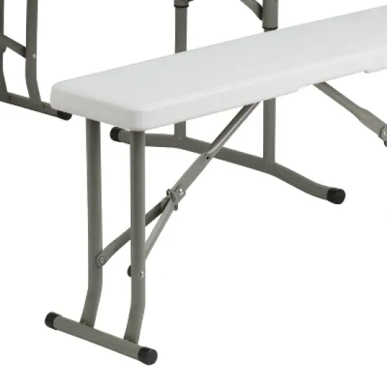 Flash Furniture 3 Piece Portable Plastic Folding Bench and Table Set image {6}
