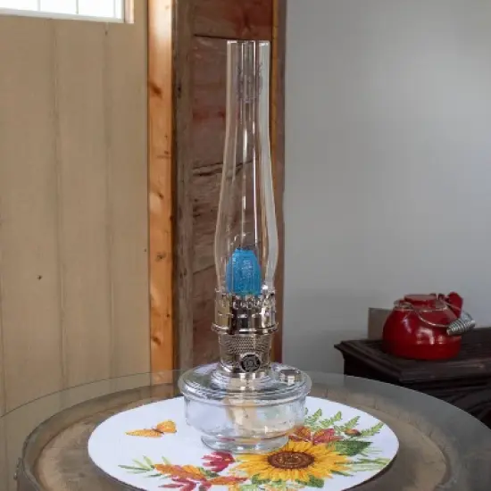 Aladdin Genie III Oil Lamp, Indoor Emergency Lighting for Shelf, Table or Hanging, Glass Bowl with Brass or Nickel Burner image {5}