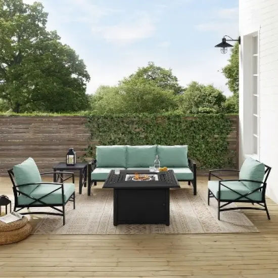 Kaplan 5pc Outdoor Sofa Set with Fire Table - Mist - Crosley image {6}