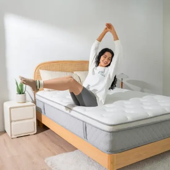 Dexmalle 14 Inch Breathable Cool Cover Memory Foam Individual Pocket Spring Hybrid Mattress image {4}