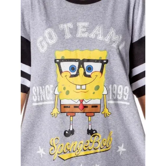 Nickelodeon SpongeBob SquarePants Womens' Nightgown Sleep Pajama Shirt Grey image {2}