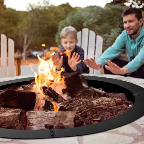 Costway 36 Inch Round Steel Fire Pit Ring Liner DIY Wood Burning Insert image {3}