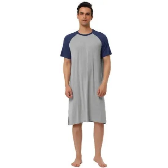 Lars Amadeus Men's  Comfy Lounge Soft Pajamas Loose Short Sleeves Sleep Nightgown Nightwear image {9}
