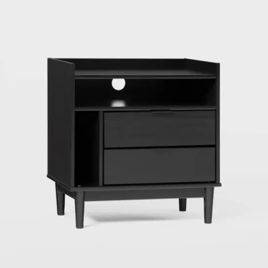 Mid-Century Modern Solid Wood 2 Drawer Nightstand - Saracina Home image {19}