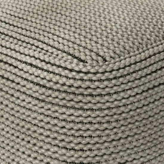 WyndenHall Bayhill Outdoor/Indoor Pouf Cream : Linen Upholstered, Bohemian Style, Spot Clean, No Assembly Required image {3}