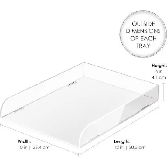 Acrylic Stackable Paper Tray Organizer for Desk, Elegant Paper Organizer Tray, Clear Desk Organizer with White Edges for Office Storage image {1}