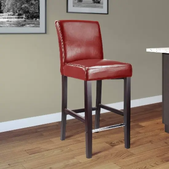 Antonio Bar Height Barstool w/ Bonded Leather Seat - Corliving image {2}