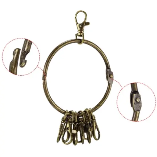 Unique Bargains Key Organizer Keychain Key Management Holder with Buckle Ring for Office 3.4 Inch Dia Bronze image {3}