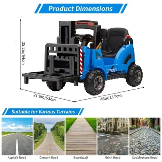 Ride on Forklift Car, 12V Electric Kids Ride On Car with Remote Control, Liftable Fork and Pallet, High/Low Variable Speed image {5}