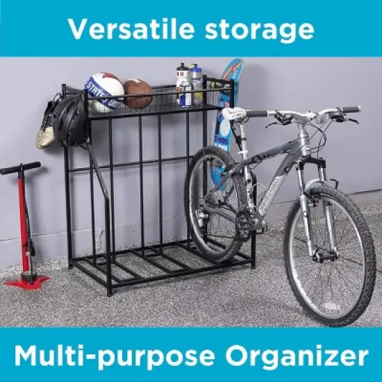 BirdRock Home 3-Bike Stand Rack with Storage - Black image {5}