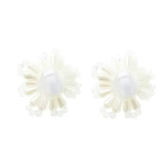 Unique Bargains Pearls Flowerss Shoelace Charms White 1 Pair image {3}