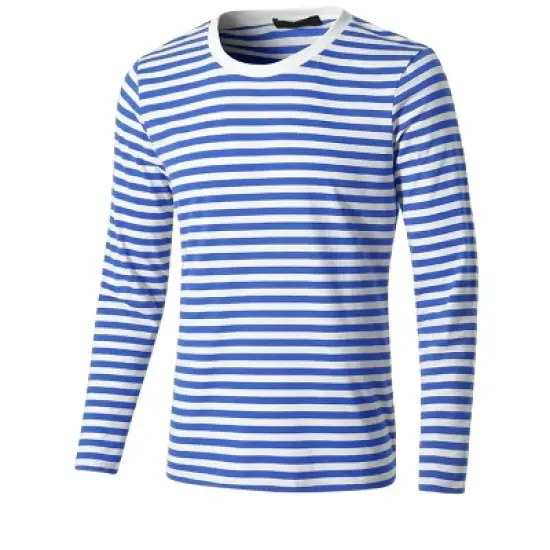 Lars Amadeus Men's Striped Crew Neck Long Sleeve Casual Cotton Pullover T Shirt image {9}