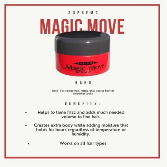Supremo Magic Move HARD (4.2 oz LARGE) Styling Paste Cream | Helps to tame Frizz | Protects Hair from Heat | For all types of Hair image {2}