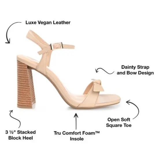 Journee Collection Womens Dianne Tru Comfort Foam Open Square Toe Stacked Heel Sandals Nude 10 image {7}