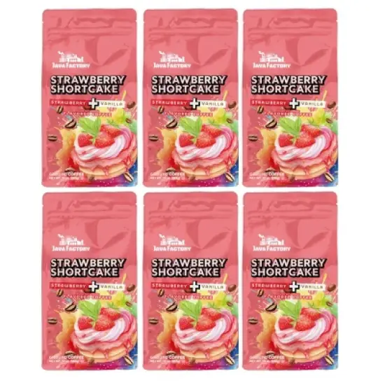Java Factory Strawberry Shortcake Flavored Ground Coffee Bags, 10 oz each, 6 pack image {8}